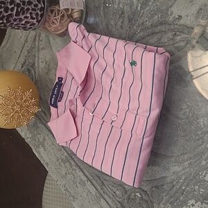 Ralph LAUREN GOLF men's Pink Striped Polo Golf Shirt Large